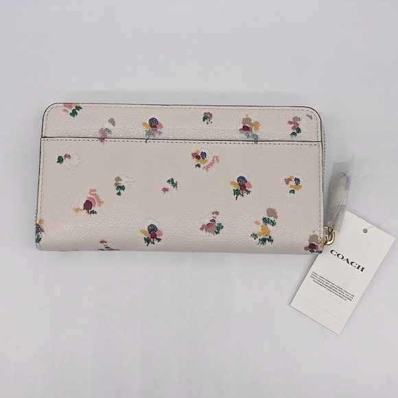 Coach Accordion Zip Wallet With Floral Print Brass/Chalk Multi - Picture 2 of 16